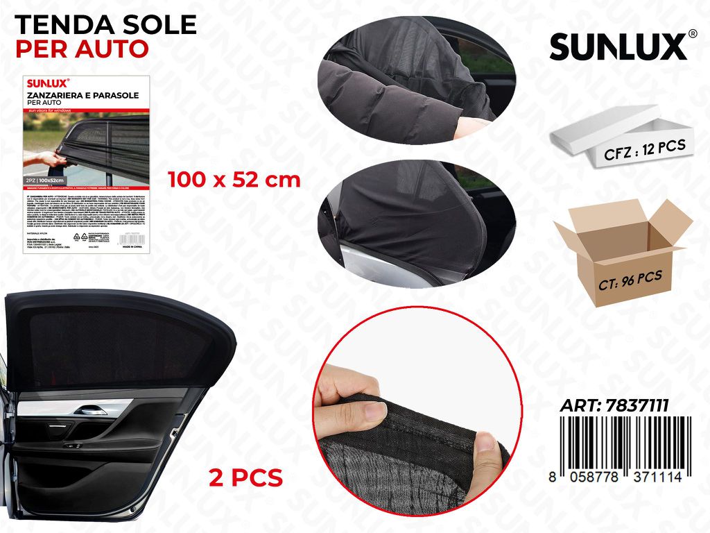 Sunlux Zanzariera e Parasole per Auto 2PCS 110*52CM