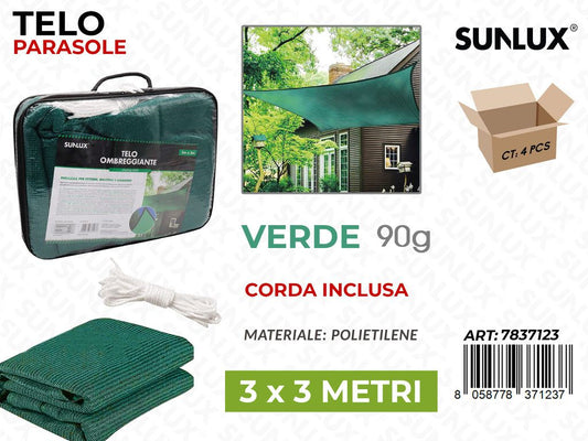 Sunlux Telo Ombreggiante Verde 3*3MT 90G