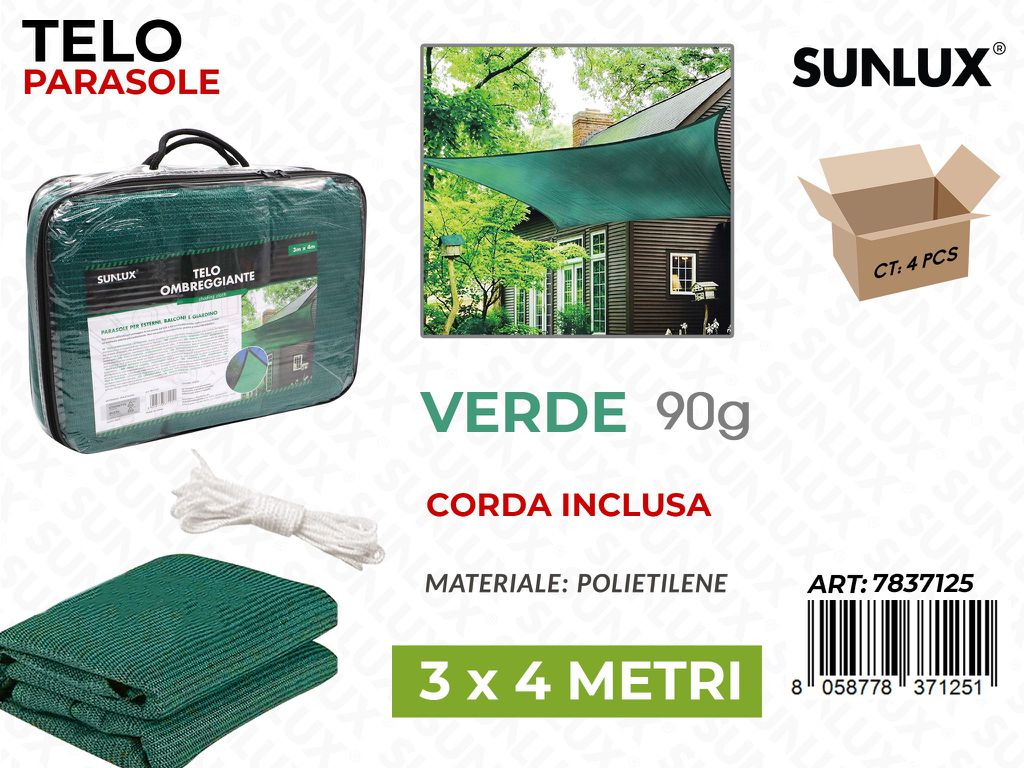 Sunlux Telo Ombreggiante Verde 3*4MT 90G