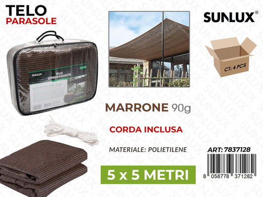 Sunlux Telo Ombreggiante Marrone 5*5MT 90G