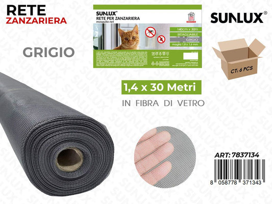 Sunlux Rete per Zanzariera Grigio 1.4*30MT