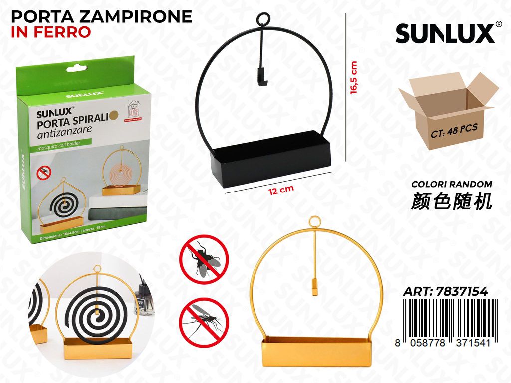 Sunlux Porta Spirali Zanzare in Ferro 12*165CM