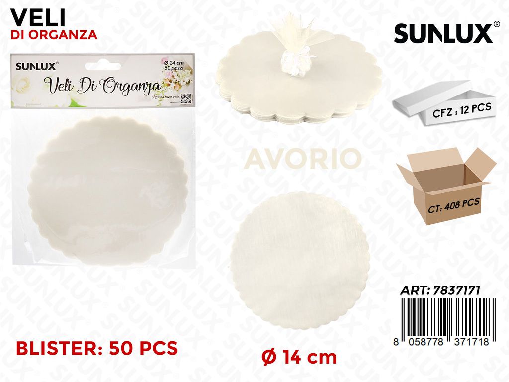 Veli di Organza Avorio 14*14CM 50PCS