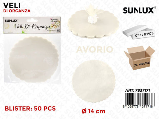 Veli di Organza Avorio 14*14CM 50PCS