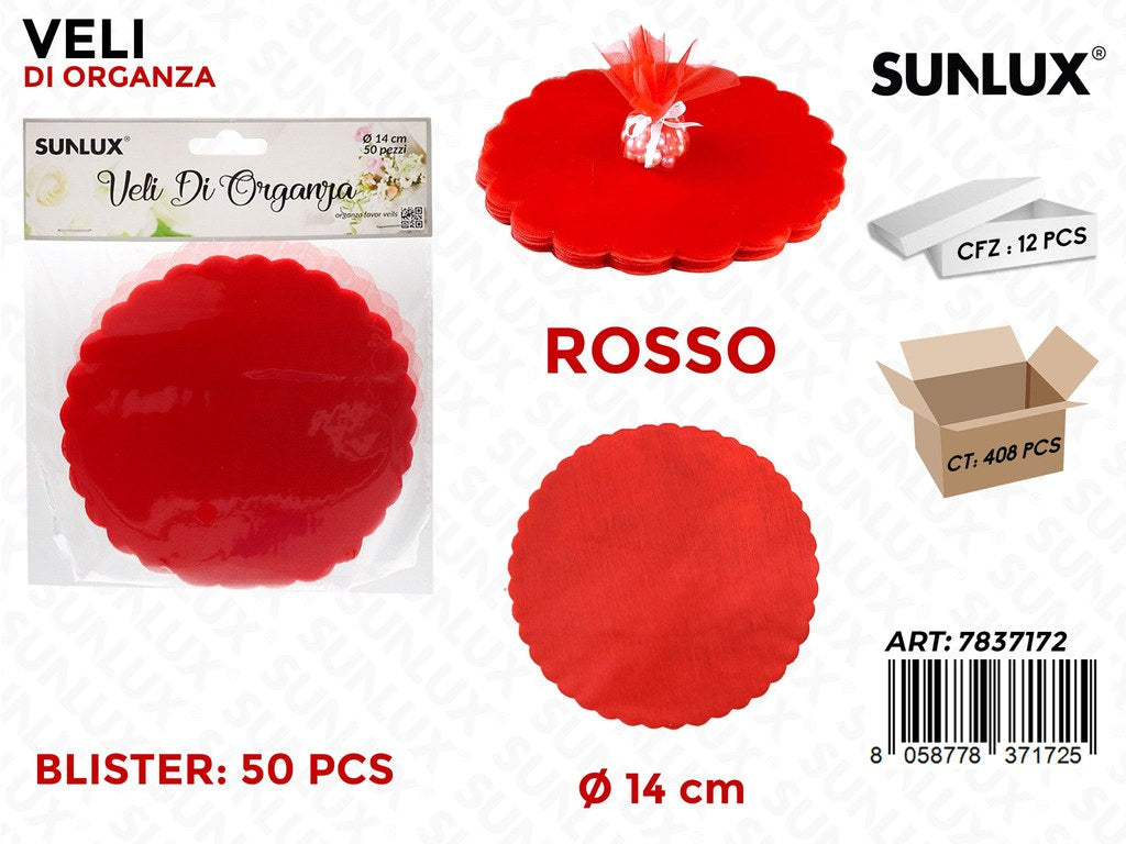 Veli di Organza Rosso 14*14CM 50PCS
