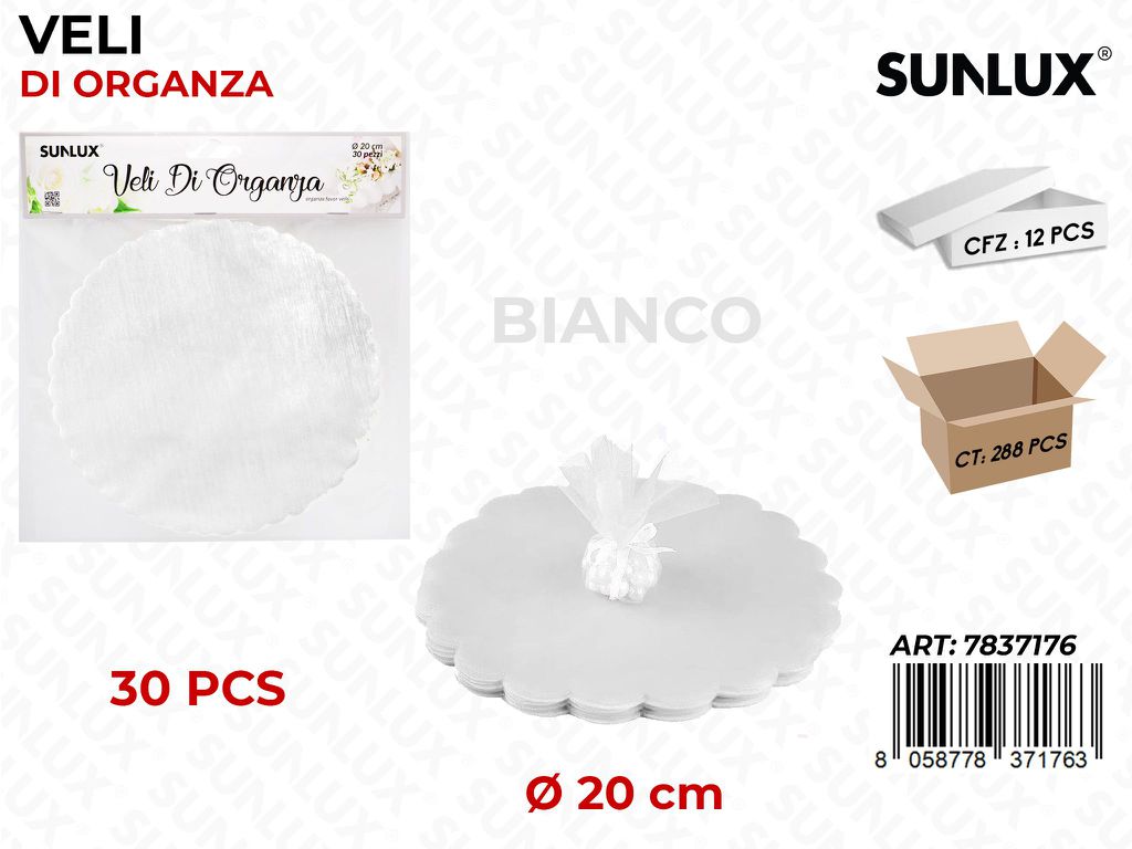 Veli di Organza Bianco D.20CM 30PCS