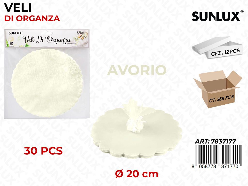 Veli di Organza Avorio D.20CM 30PCS