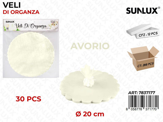 Veli di Organza Avorio D.20CM 30PCS