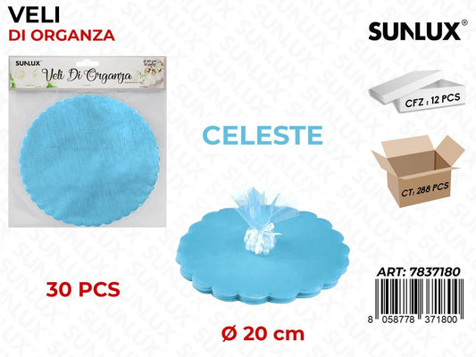 Sunlux Veli di Organza Celeste 30PCS 20*20CM