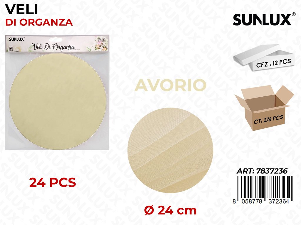 Veli di Organza D.24 Avorio 24PCS