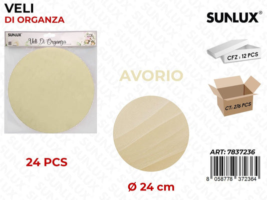 Veli di Organza D.24 Avorio 24PCS