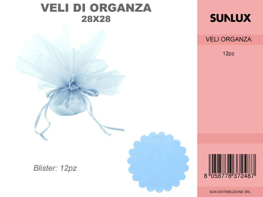 Veli di Organza Celeste 28*28CM