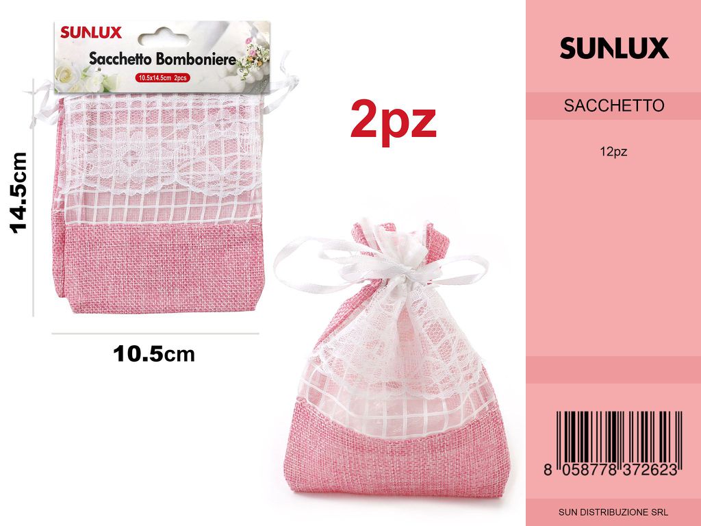 Sacchetto Bomboniere Rosa 10.5*14.5