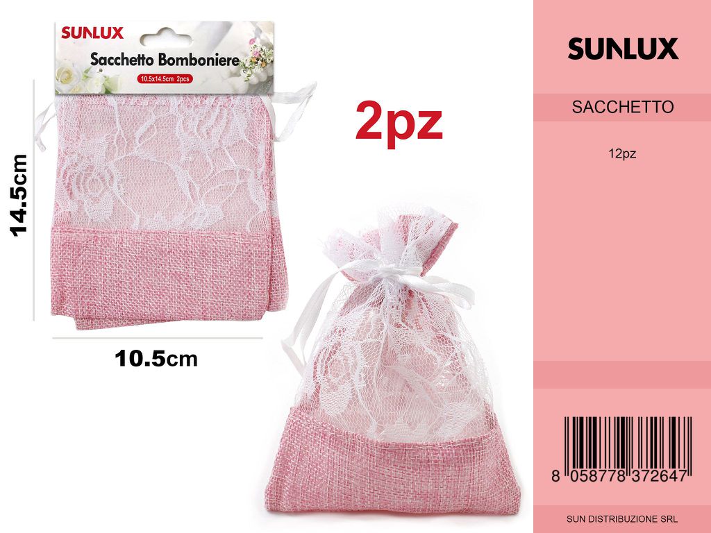 Sacchetto Bomboniere Rosa 10.5*14.5