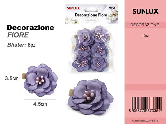 Fiore Decorazione 6PC Lilla /Pz da 12CFZ