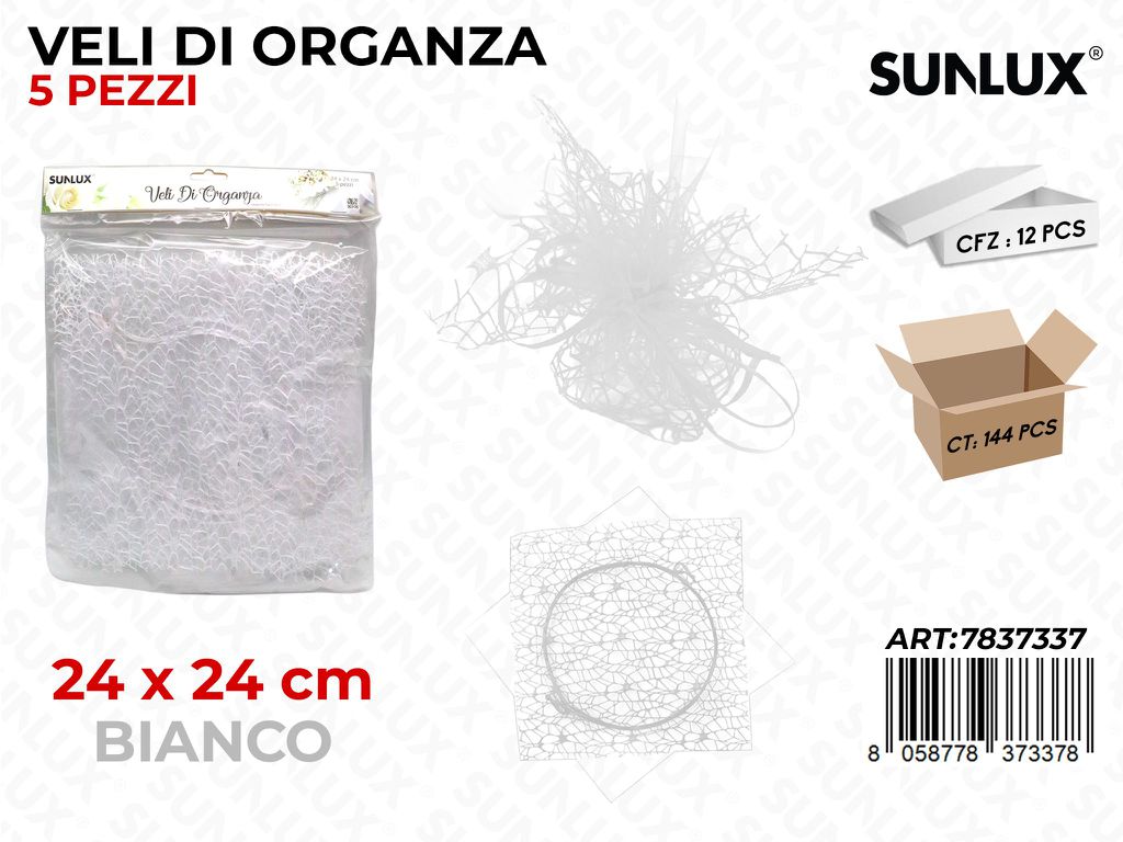 Veli di Organza Bianco 24 Cm 5PCS