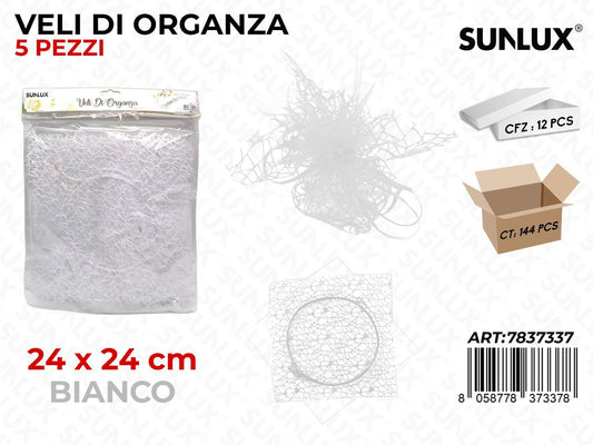 Veli di Organza Bianco 24 Cm 5PCS