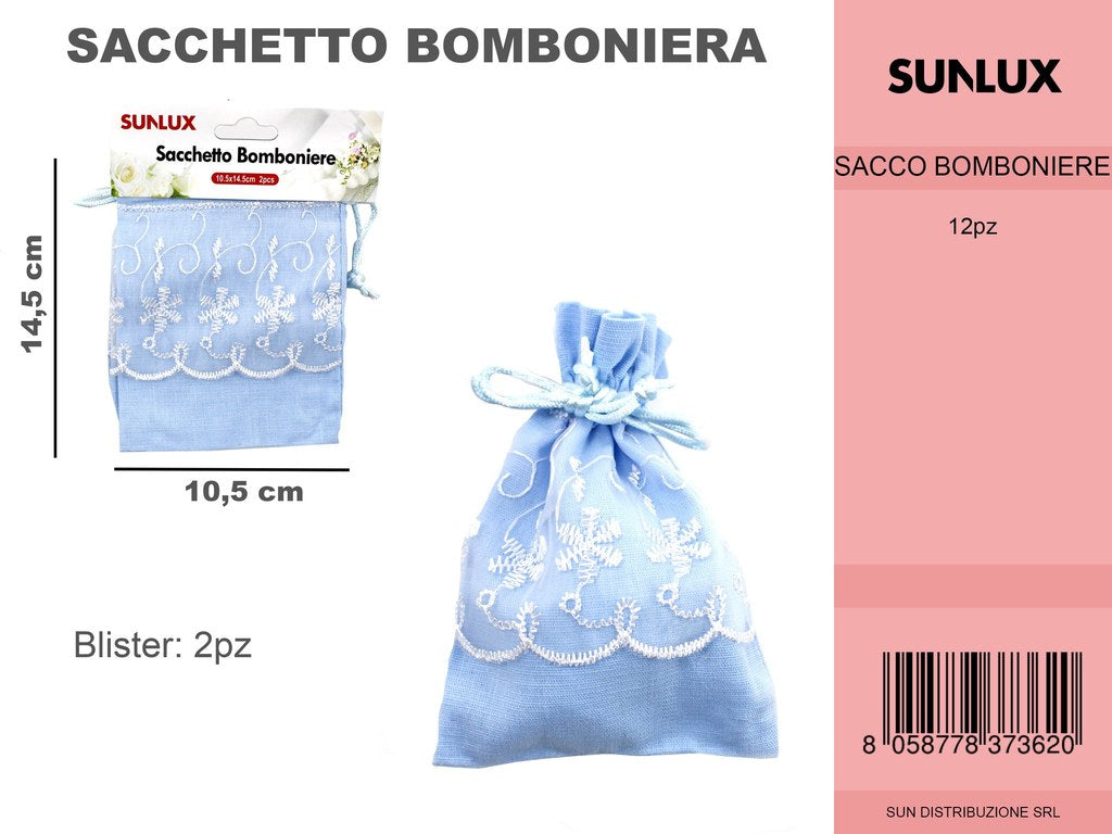 Sacchetto Bomboniere 2PC 10.5X14.5CM Celeste/Pz da 12CFZ