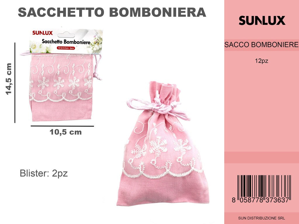 Sacchetto Bomboniere 2PC 10.5X14.5CM Rosa /Pz da 12CFZ