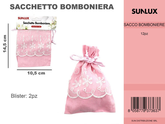 Sacchetto Bomboniere 2PC 10.5X14.5CM Rosa /Pz da 12CFZ