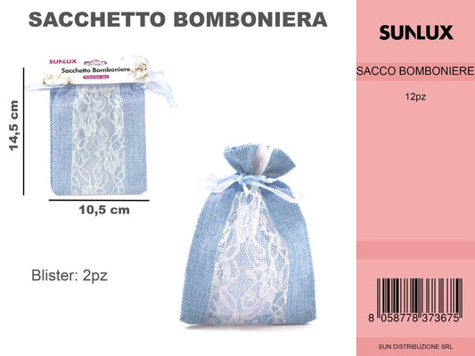 Sacchetto Bomboniera Celeste 2PCS 10.5*14.5CM
