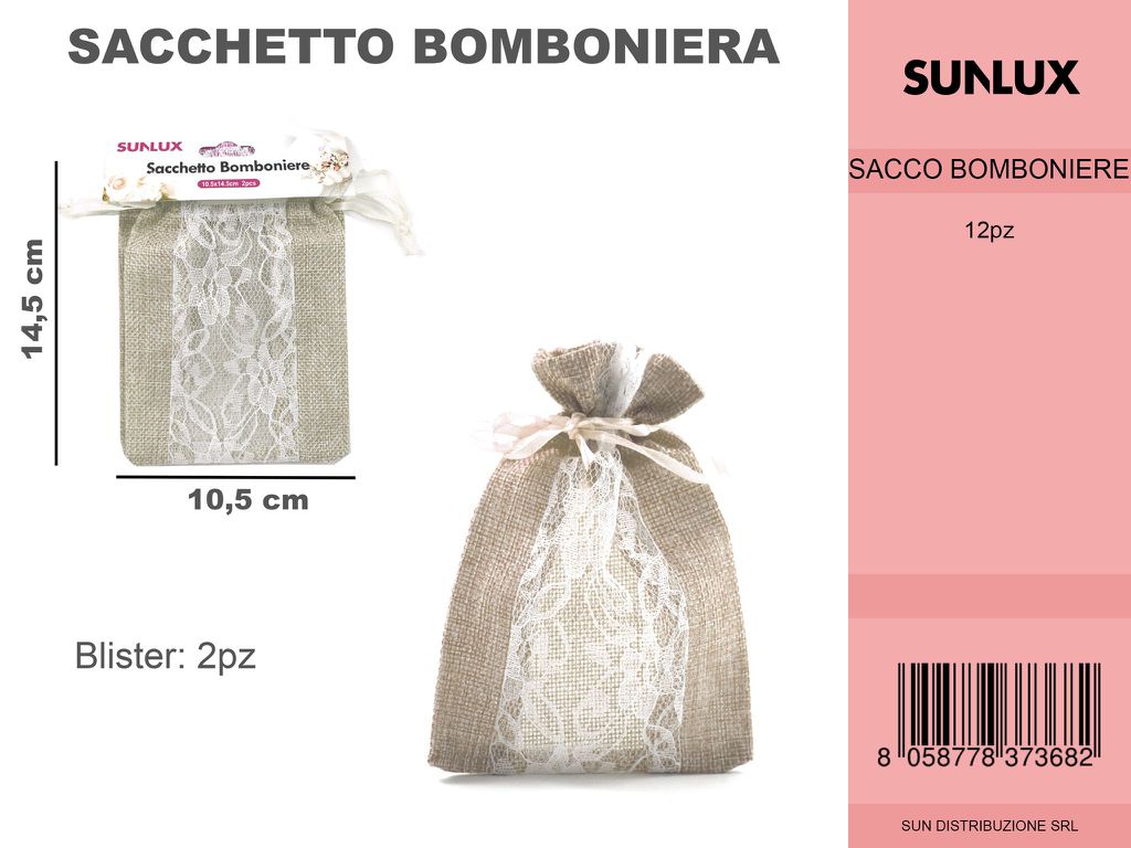 Sacchetto Bomboniera Lino 2PCS 10.5*14.5CM