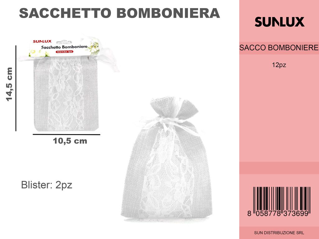 Sacchetto Bomboniera Bianco 2PCS 10.5*14.5CM