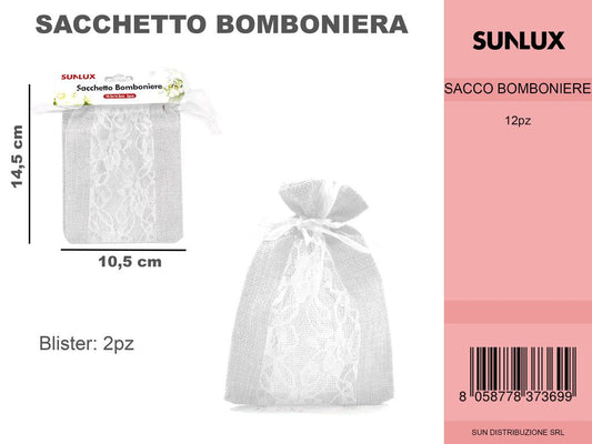 Sacchetto Bomboniera Bianco 2PCS 10.5*14.5CM