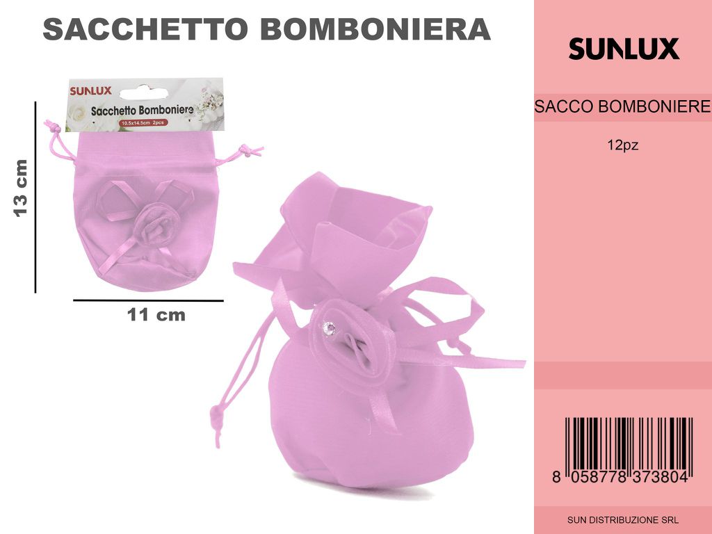 Sacchetto Bomboniera di Lino Rosa 11*13.5CM