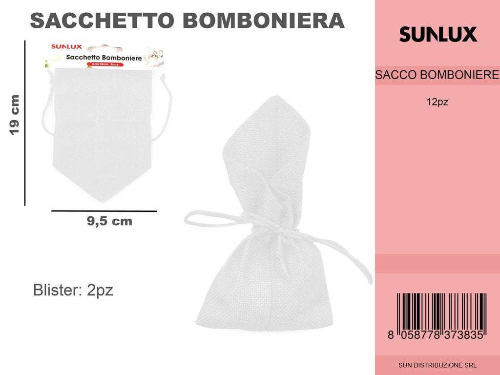 Sacchetto Bomboniere 2PC 9.5*19CM Bianco/Pz da 12CFZ
