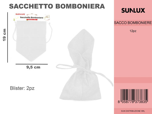 Sacchetto Bomboniere 2PC 9.5*19CM Bianco/Pz da 12CFZ