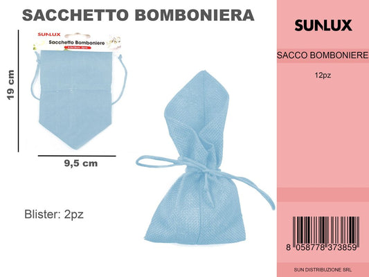 Sacchetto Bomboniere 2PC 9.5*19CM Celeste/Pz da 12CFZ