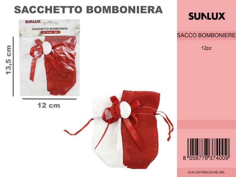 Sacchetto Bomb. Bianco-rosso 1PC-12*13.5CM