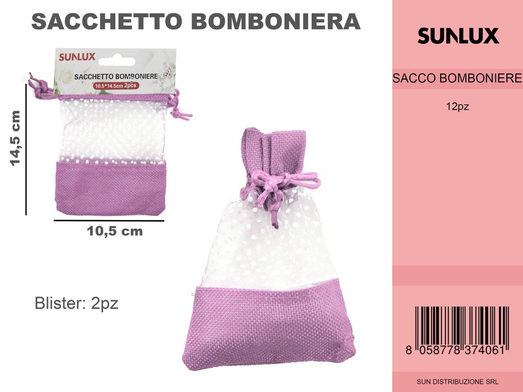 Sacchetto Bomboniere Rosa 2PC-10.5*14.5CM