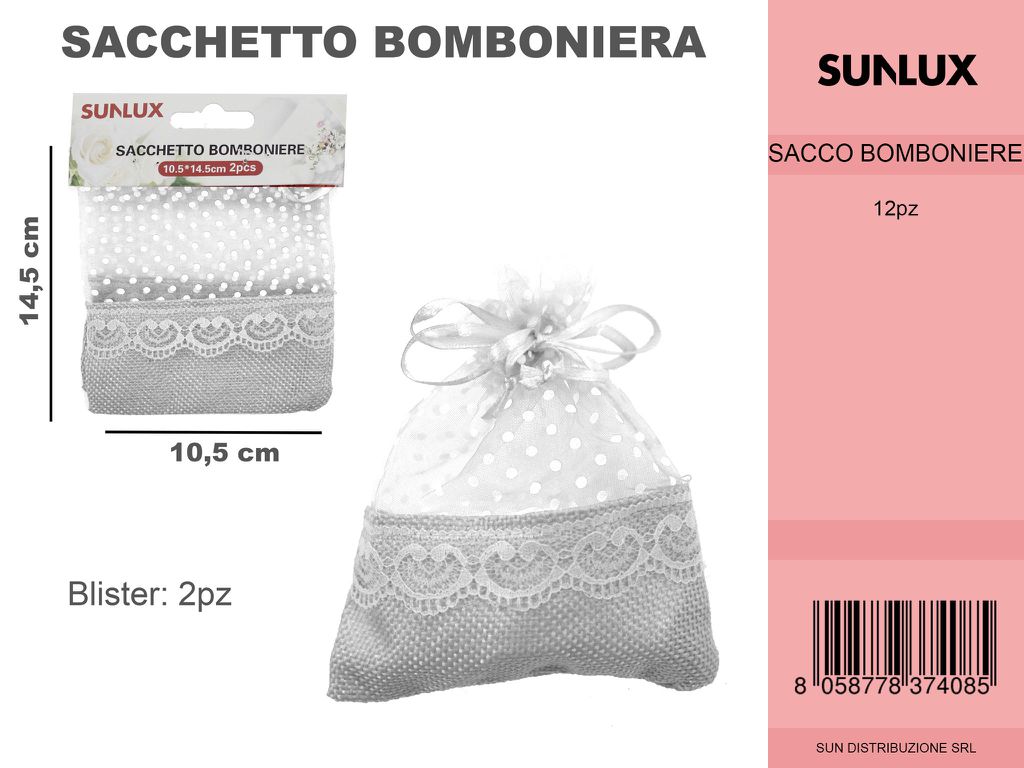 Sacchetto Bomboniere Bianco 2PC-10.5*14.5CM