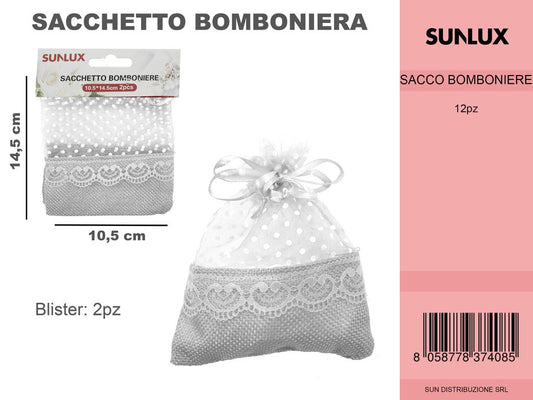Sacchetto Bomboniere Bianco 2PC-10.5*14.5CM