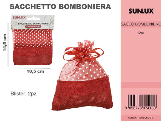 Sacchetto Bomboniere Rosso 2PC-10.5*14.5CM