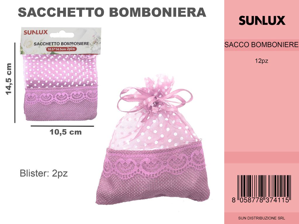 Sacchetto Bomboniere Rosa 2PC-10.5*14.5CM
