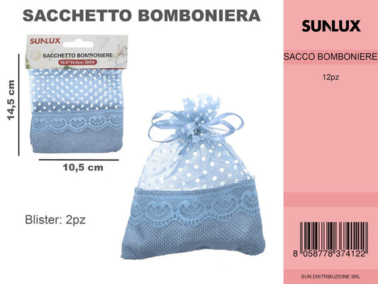 Sacchetto Bomboniere Celeste 2PC-10.5*14.5CM