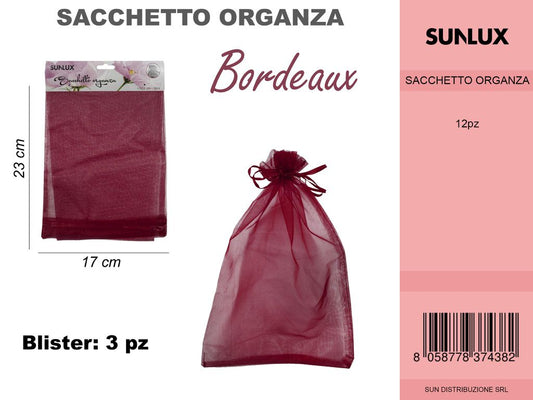 Sacchetto di Organza Bordeaux 3PC-17*23CM