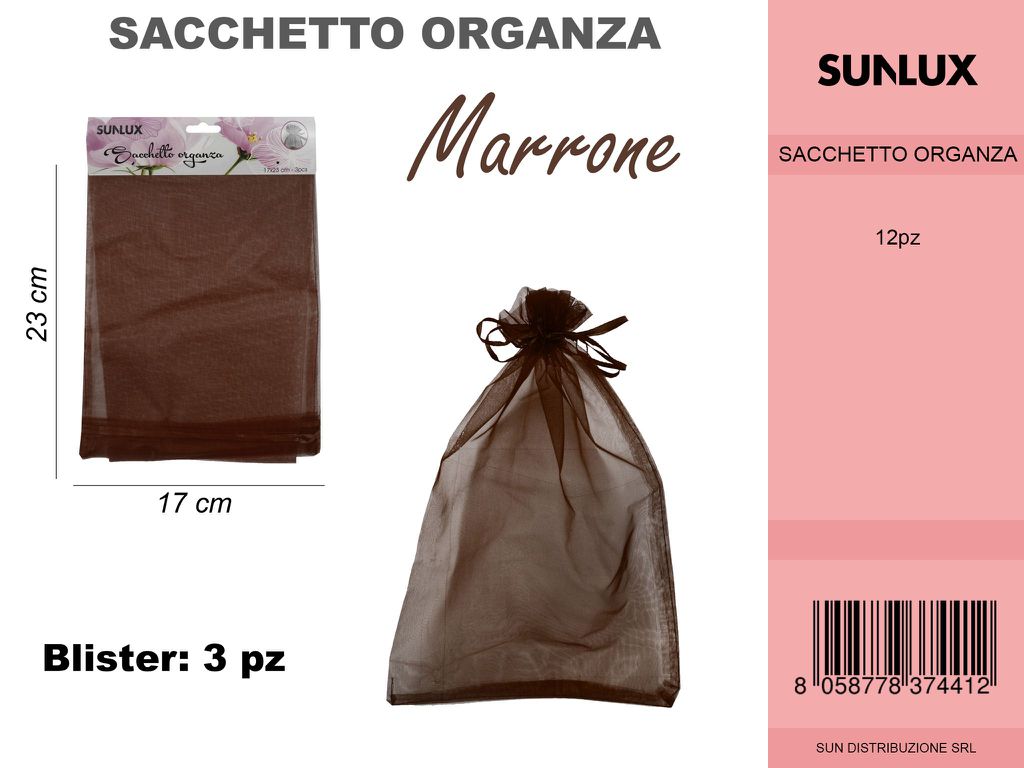 Sacchetto di Organza Marrone 3PC-17*23CM