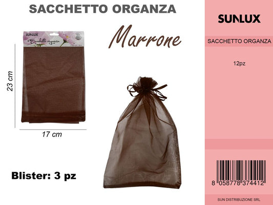 Sacchetto di Organza Marrone 3PC-17*23CM