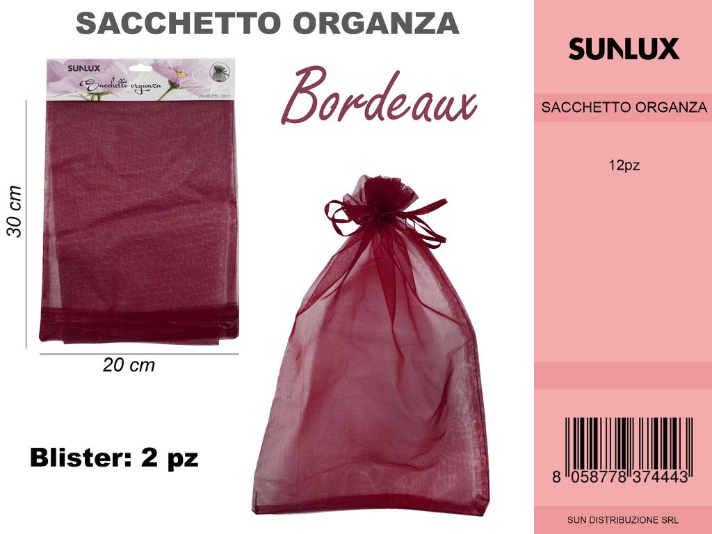 Sacchetto di Organza Bordeaux 2PC- 20*30CM