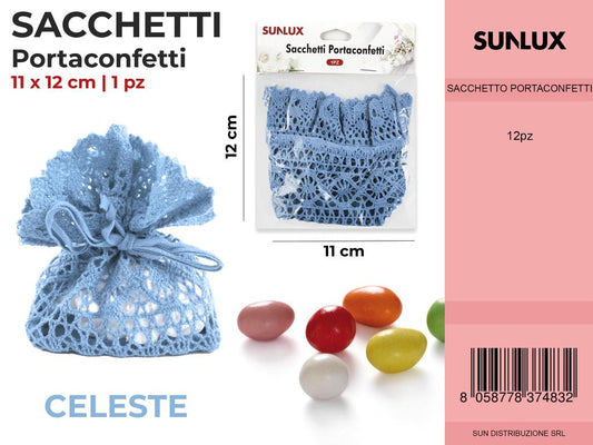 Sacchetti Portaconfetti Celeste 11*12CM