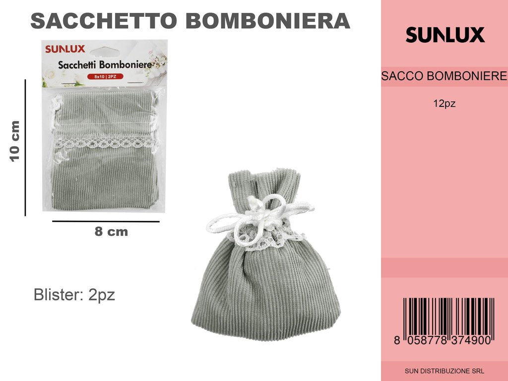 Sacchetto Bomboniere Grigio 2PC-8*10CM