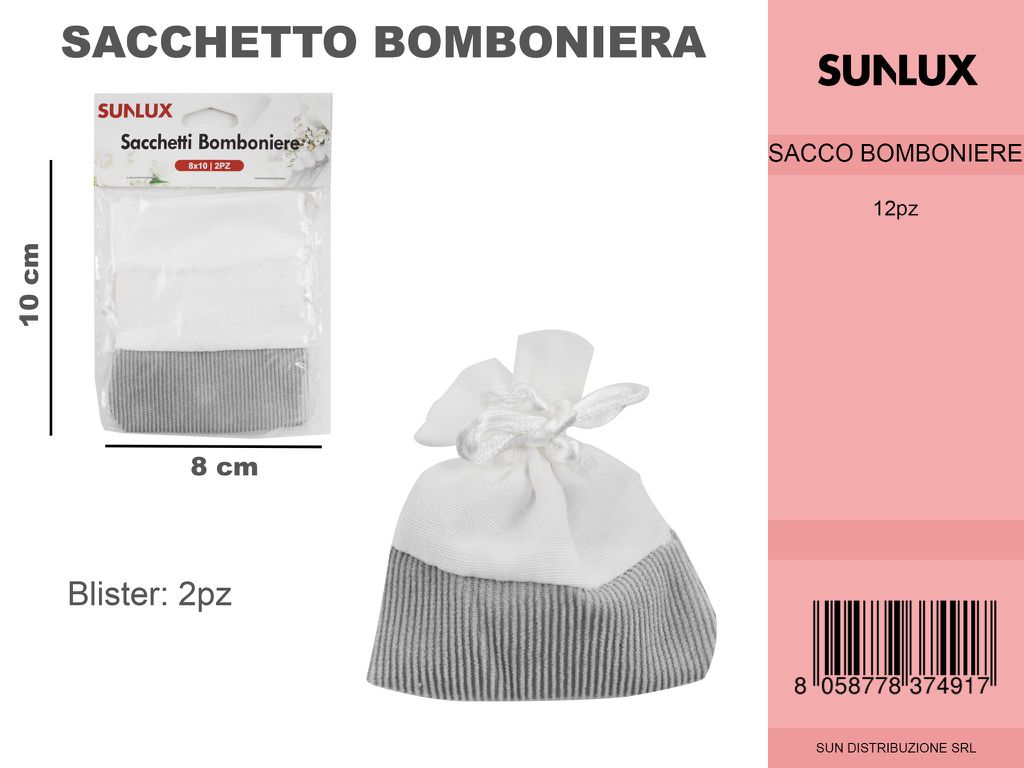 Sacchetto Bomboniere Righe Nere 2PC-8*10CM