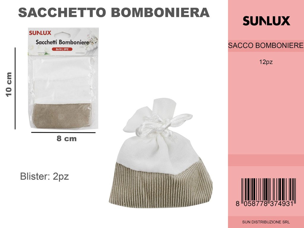 Sacchetto Bomboniere Righe Beige 2PC-8*10CM