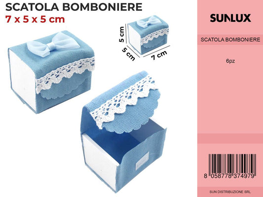 Scatola Bomb. Celeste con Fiocco 7*5*5CM