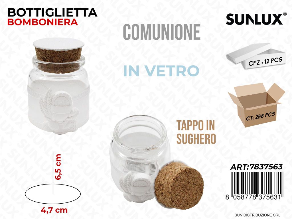 Bottiglietta Bomb. Comunione Vetro D. 4.7*6.5CM