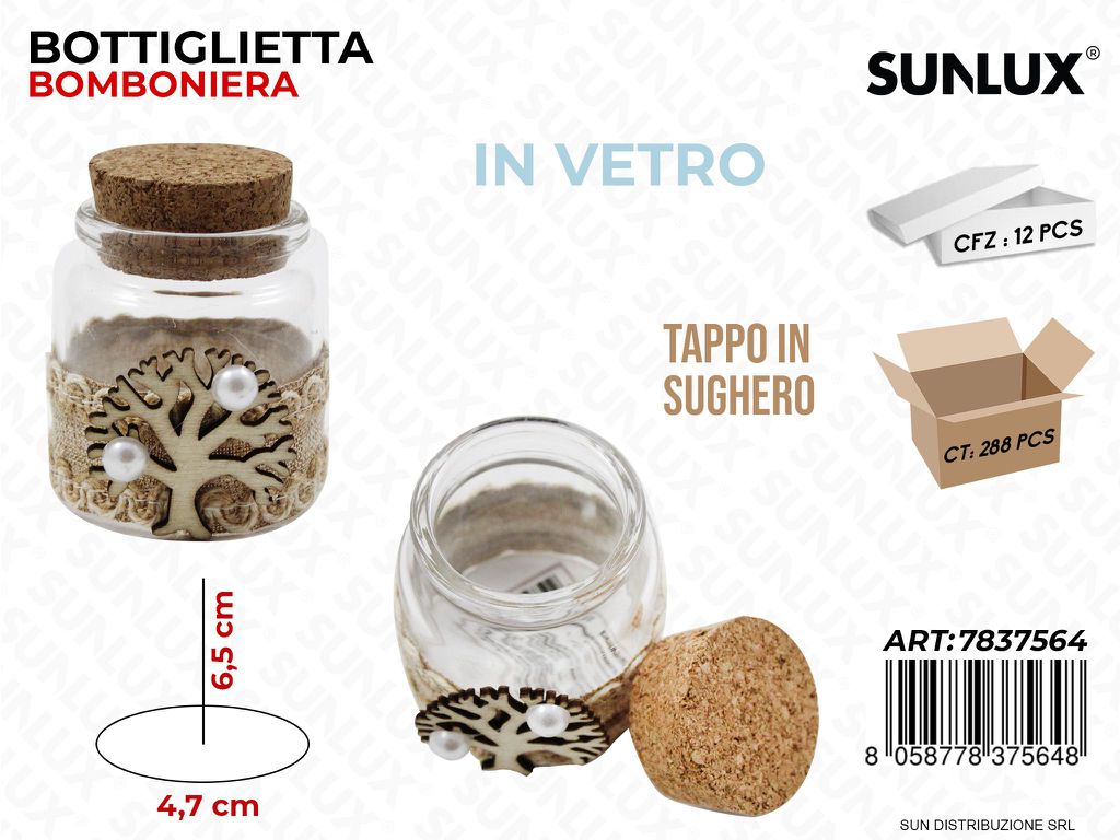 Bottiglietta Bomb. Albero Vita Vetro D. 4.7*6.5CM